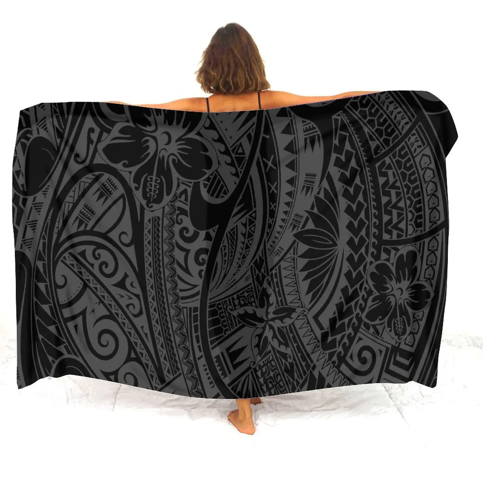 Sarong d'art des îles Samoa et Fidji, manteau une pièce coupe-vent antidérapant, style bord de mer personnalisé, conception d'impression vintage conforme, été