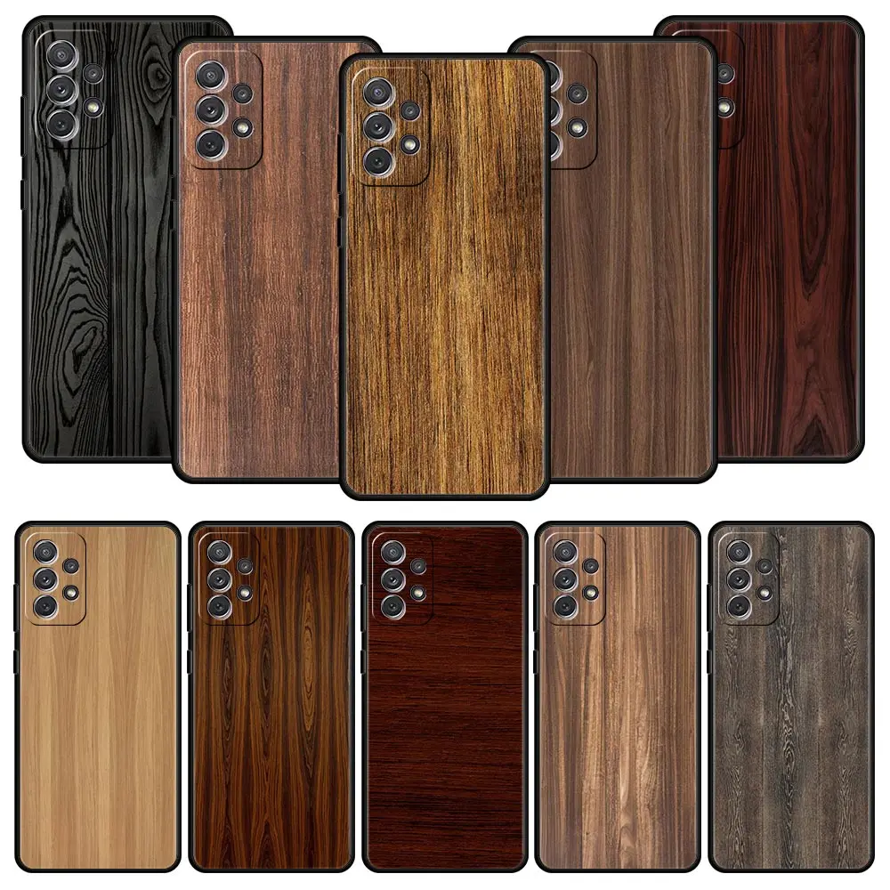 Carved Wood Phone Case For Samsung Galaxy A51 A71 A41 A31 A21S A11 A01 A03S A12 A23 A53 A32 A52 A13 5G Soft Silicone Cover Coque