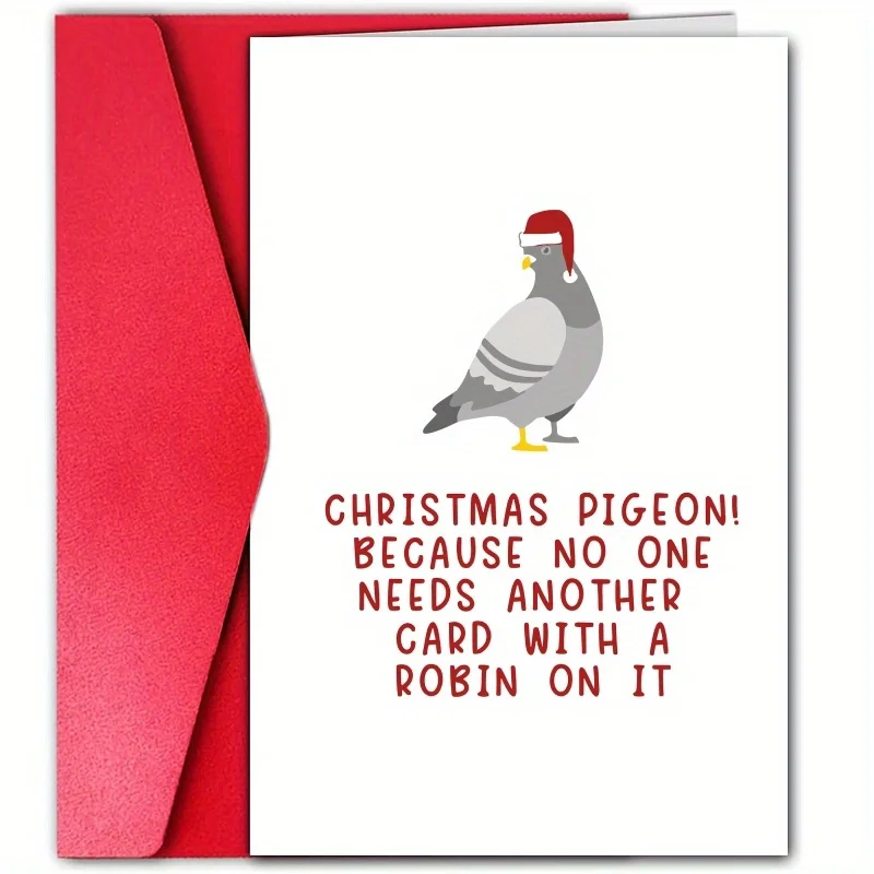 1pc, Christmas time card, Merry Christmas card, Christmas greetings card, funny Christmas card, Christmas pigeon, for friends