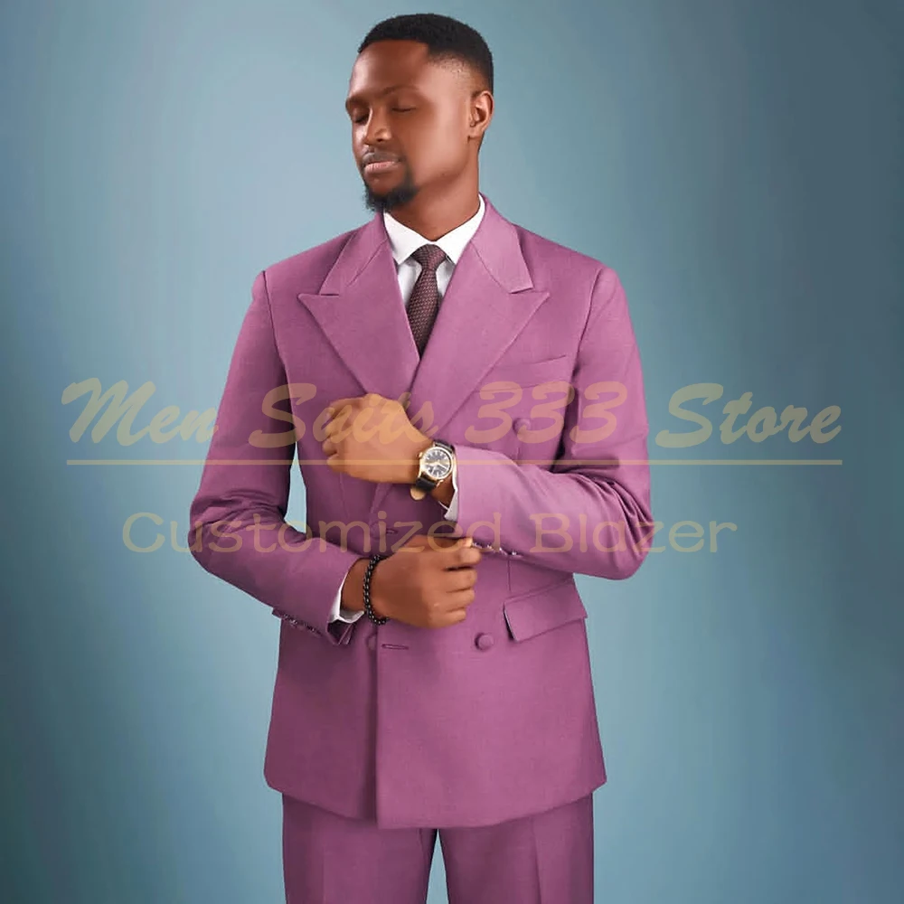 

Fashion Double Breasted Men's Suits For Wedding 2026 Double Breasted Peak Lapel Skinny Evening 2 Piece Jacket Pants Terno Outfit