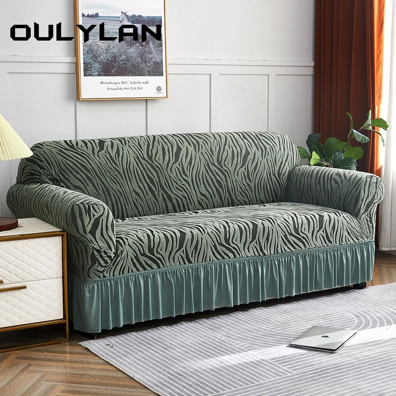 Oulylan Thick Cationic Skirt Sofa Cover Single Double Elastic All-Inclusive Dustproof Sofa Towel Sofa Cover for Living Room