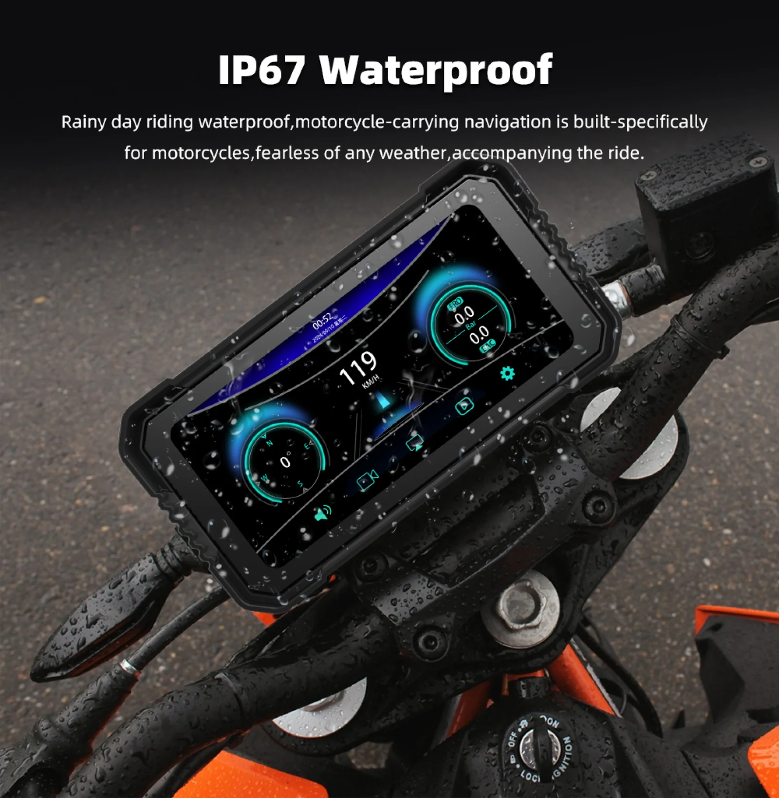 6.25 Inch Motorcycle CarPlay Waterproof 800nit External Motorcycle Screen Support CarPlay and Android Auto Wireless Phone Link