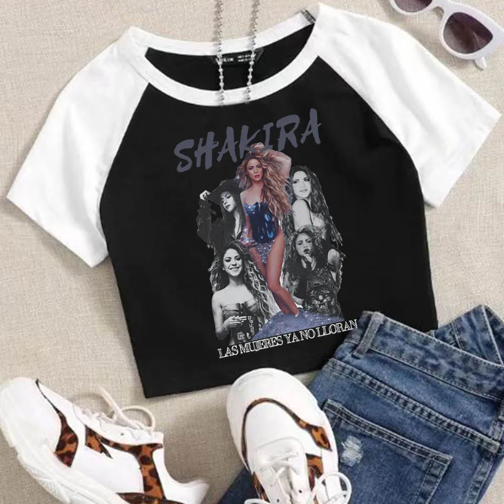 

Shakira World Tour 2025 Crop Tops T-Shirt Girls Fashion Women O-Neck Short Sleeve Fans Gift T-shirt