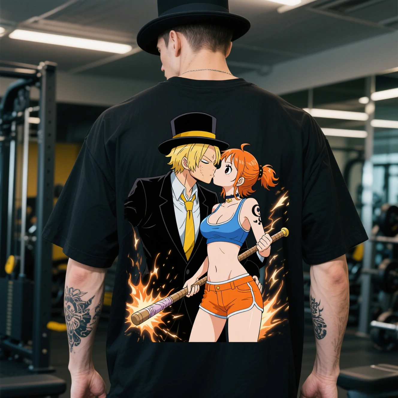 

Summer Pure Cotton Round-neck Short-sleeved T-shirts for Men and Women Are From The Famous Anime "One Piece: Sanji and Nami"
