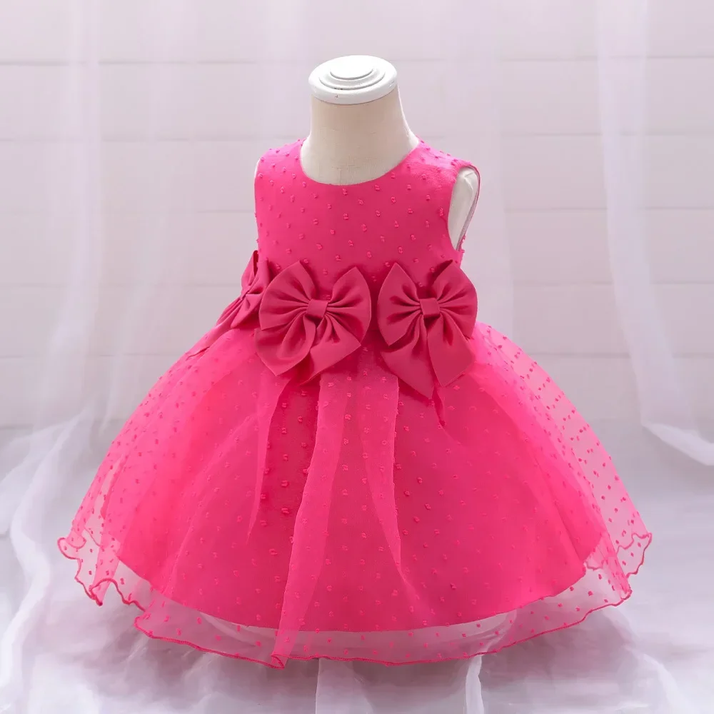 

Fashion Bow Baby Girl Dress Sleeveless Lace Mesh Girls Dresses for Party and Wedding Summer Girls Party Dresses 1-3 Years