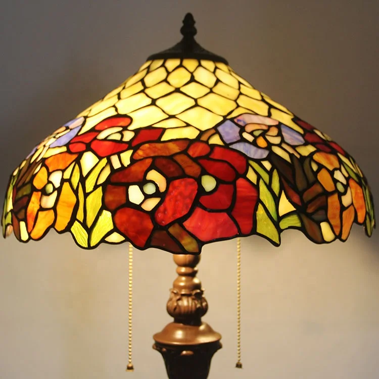 Longhuijing 16 inch Tiffany floor lamp colored glass standard lamp high-quality desk lamp, high footed living room night lamp