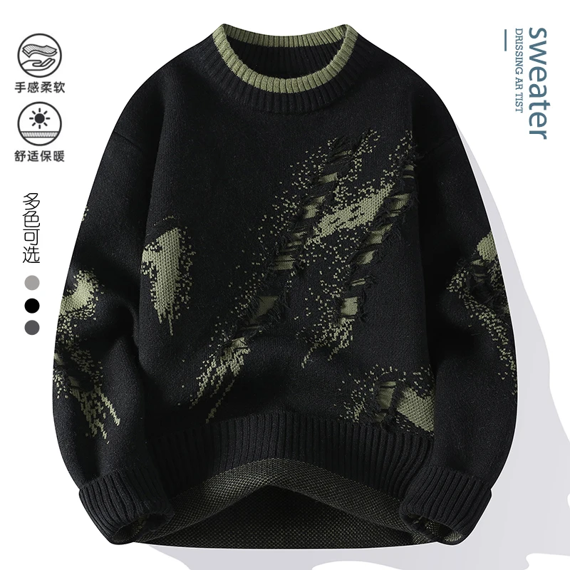 2024 Thick Warm wool pullovers Autumn/Winter Men's Fashion Casual Sweaters comfortable Knittwear Men loose sweater youth M-4XL