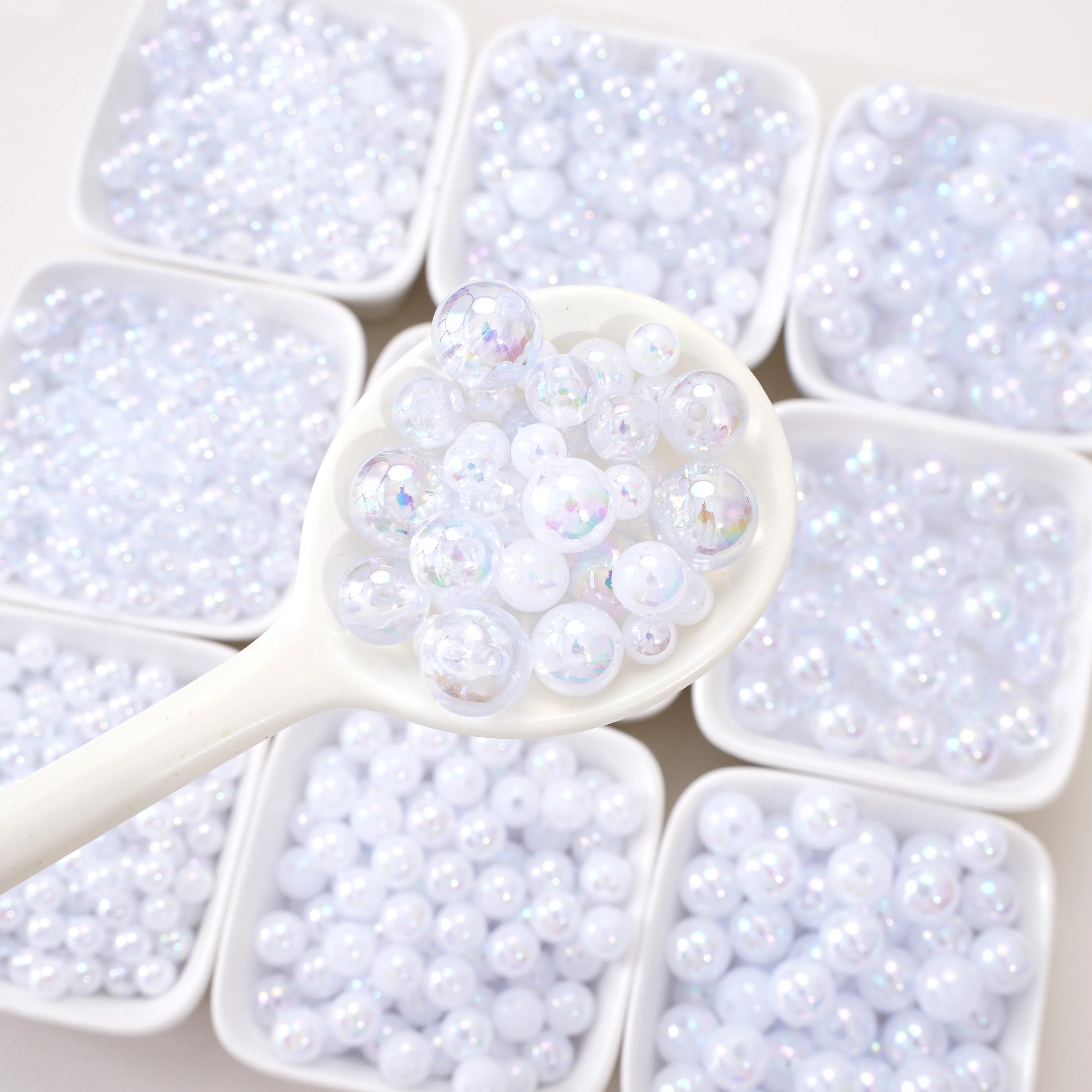 

30-50pcs 6/8/10/12mm AB Color White Transparent Beads Acrylic Round Loose Spacer Beads For DIY Bracelets Jewelry Making Findings