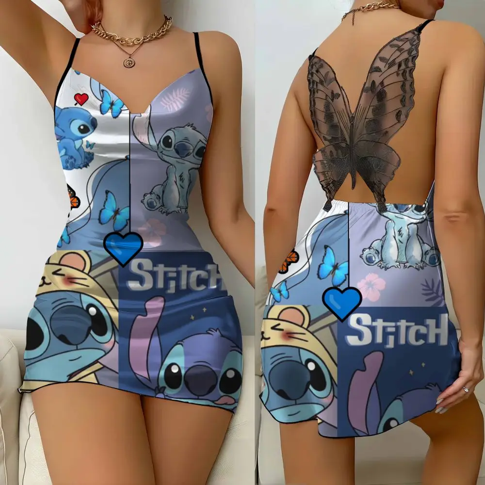 

Sexy Home Nightdress Vintage Disney Lilo and Stole Short Skirt Women Summer 2024 Fashion Trends 60s Women Dress