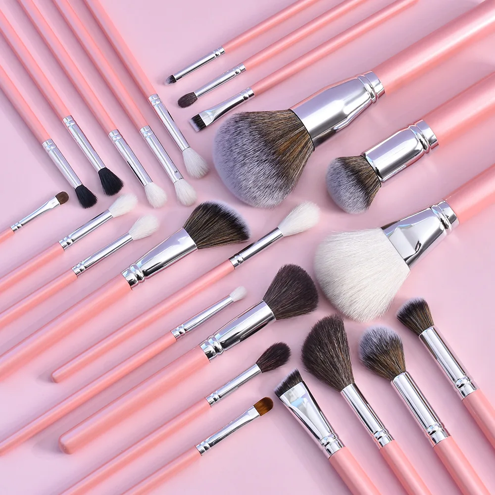 Pink Makeup Brushes Private Label Powder Eyeshadow Brush Set Make up Beauty Tools Goat Natural Hair Artist Professional 5sets