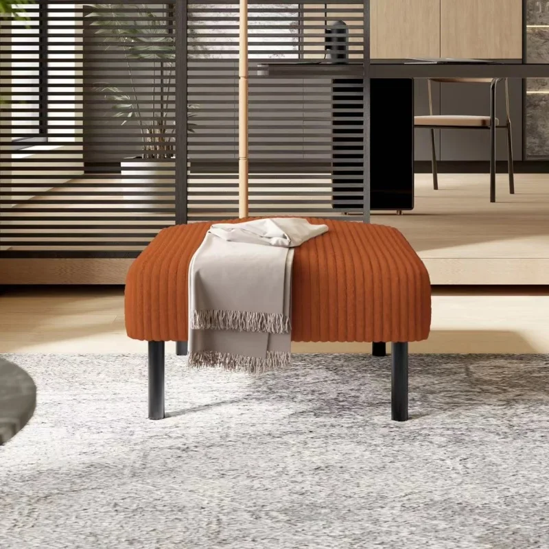 

UNITED WE WIN Small Ottoman Footstool with Legs, Corduroy Fabric Ottoman Foot Stool with Soft Padded seat, Square Footstool Foot