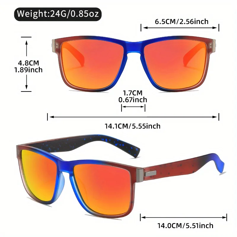 2026 New Classic 2pcs Classic Square Polarized Sports Glasses, Unisex Gradient Design, Essential for Fashion, Without Battery