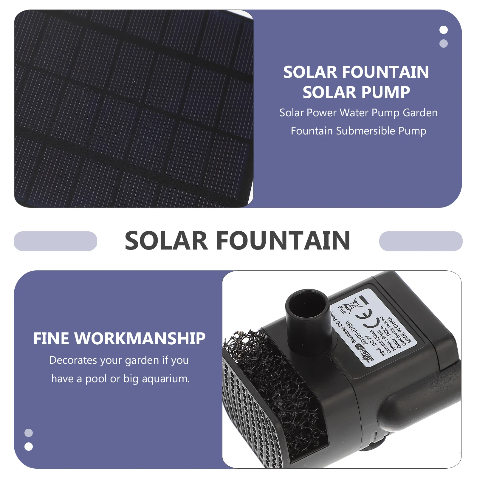 

6V 0.8W Solar Water Pump Black Submersible Fountain for Garden Pool Pond Eco-Friendly Design Solar Fountain Water Pump