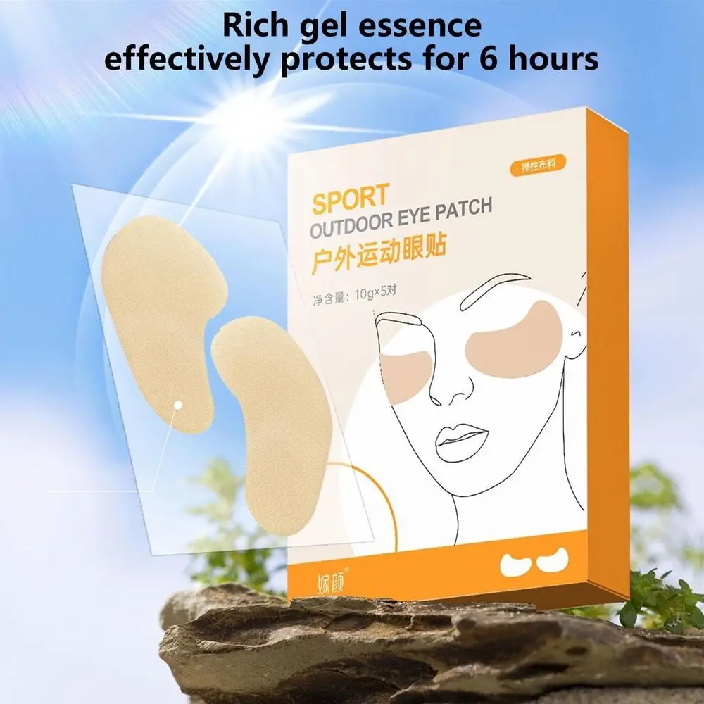 5 paia di protezione solare da golf toppe UV per il viso gel solare toppe solari idratanti gelatina fresca adesivi per occhi UV maschera per gli occhi