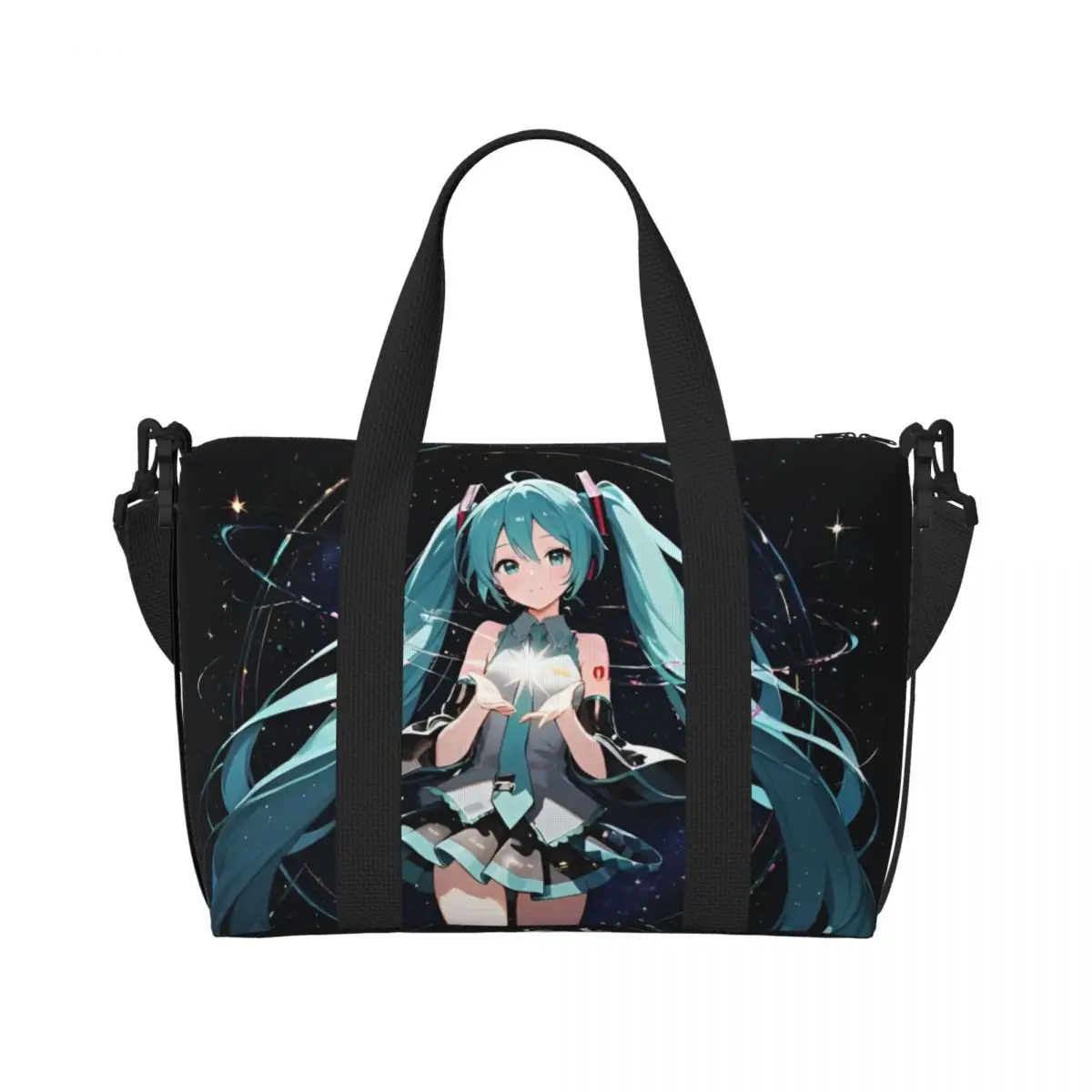 カスタム-h-hatsunes-トートバッグ女性大容量ミュージックガールボーカロイドヴィンテージプリントビーチジムトラベルバッグ