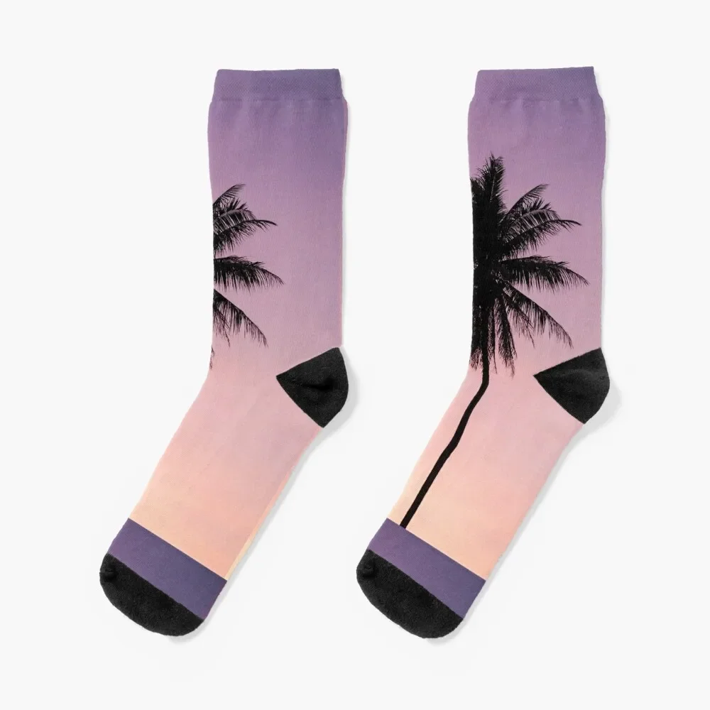 

Purple Palm Tree Sunset Sky Socks funny gifts ankle winter gifts Luxury Woman Socks Men's