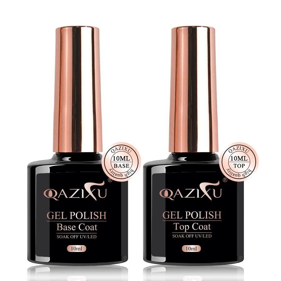 QAZIXU 1-2Pcs 10ml Functional Gel Nail Art Set with Base Coat and Top Coat Soak Off UV LED Gel Polish for Nail Art Design Tool