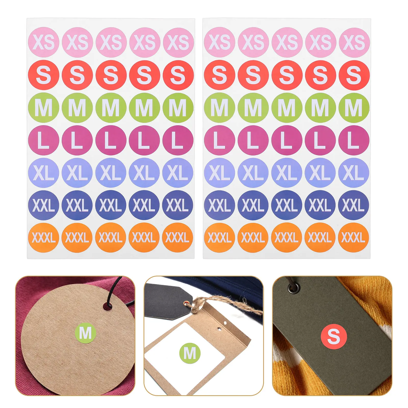 

25 Sheets Adhesive Size Labels for Clothing Clear Stickers T Shirts Shoes Hats Sizing Decals Clothing Size Stickers