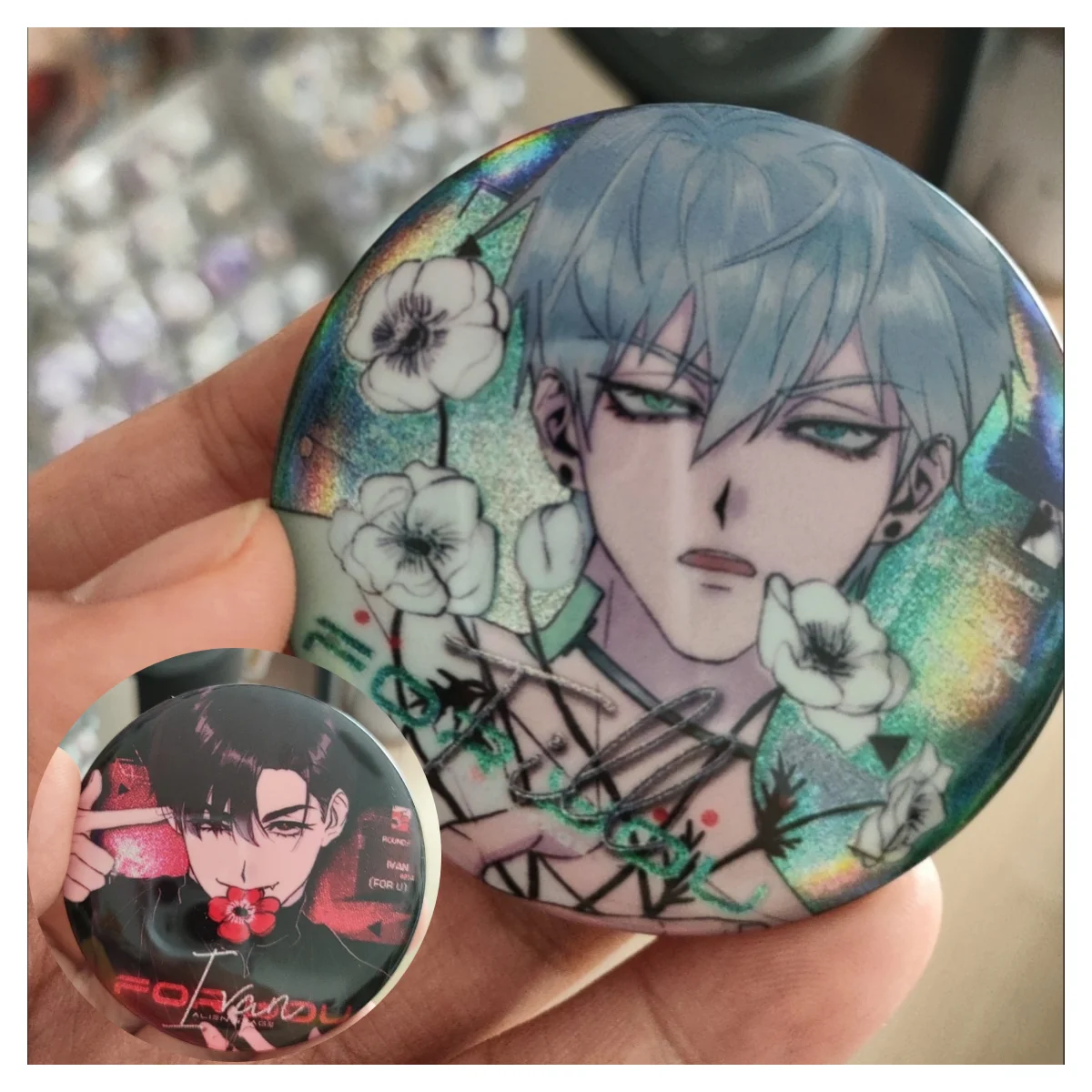 2 قطعة/مجموعة الغريبة المرحلة زهرة سلسلة شارة إيفان حتى جولة بروش Ita حقيبة حلية لطيف الإكسسوارات IVTI أنيمي السلع جمع هدية