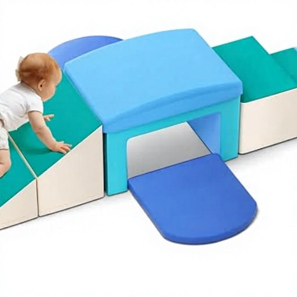 Kids Indoor Soft Foam Climbing Blocks Scaffolding Giant Blocks Gross Motor Play Toddlers 19-24M (6-Piece Set Ocean Shark Color