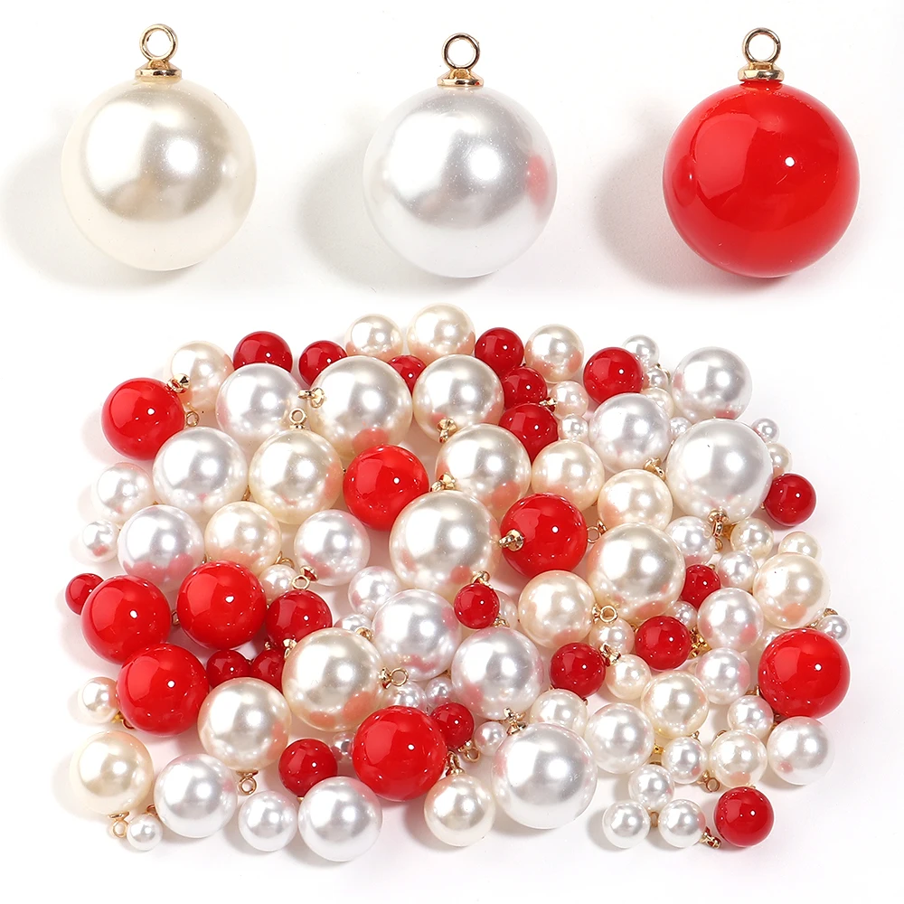 10/20 Stück 3-20mm ABS Imitationsperlen-Anhänger Runde Kugelanhänger für DIY Handgemachte Weihnachts-Ohrringe Halsketten Schmuckherstellung – Detail 6