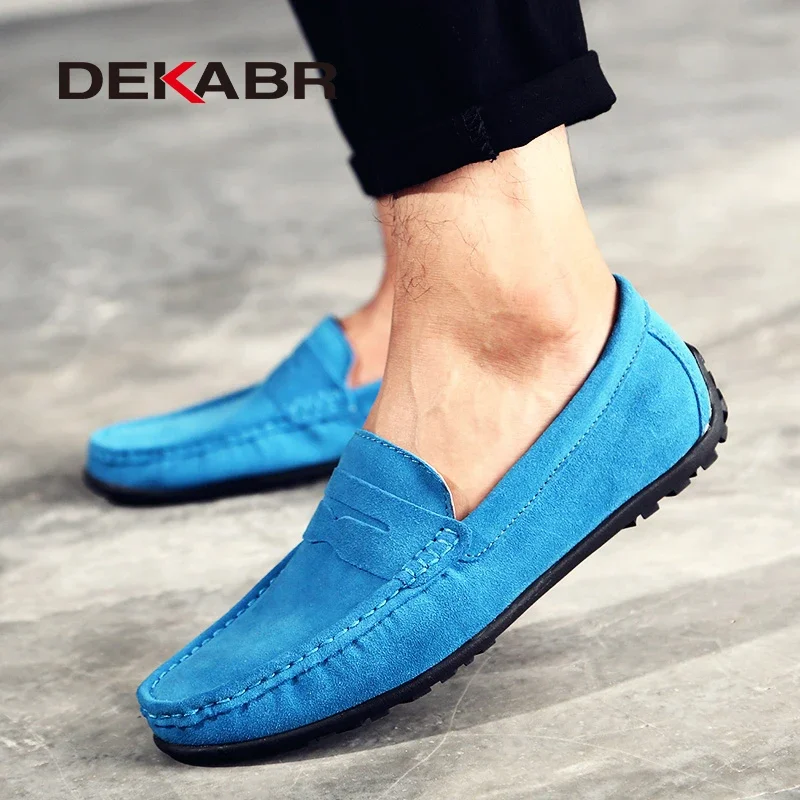 DEKABR Brand Fashion Summer Style Soft Loafers Genuine Leather High Quality Flat Casual Shoes Breathable Men Flats Driving Shoes