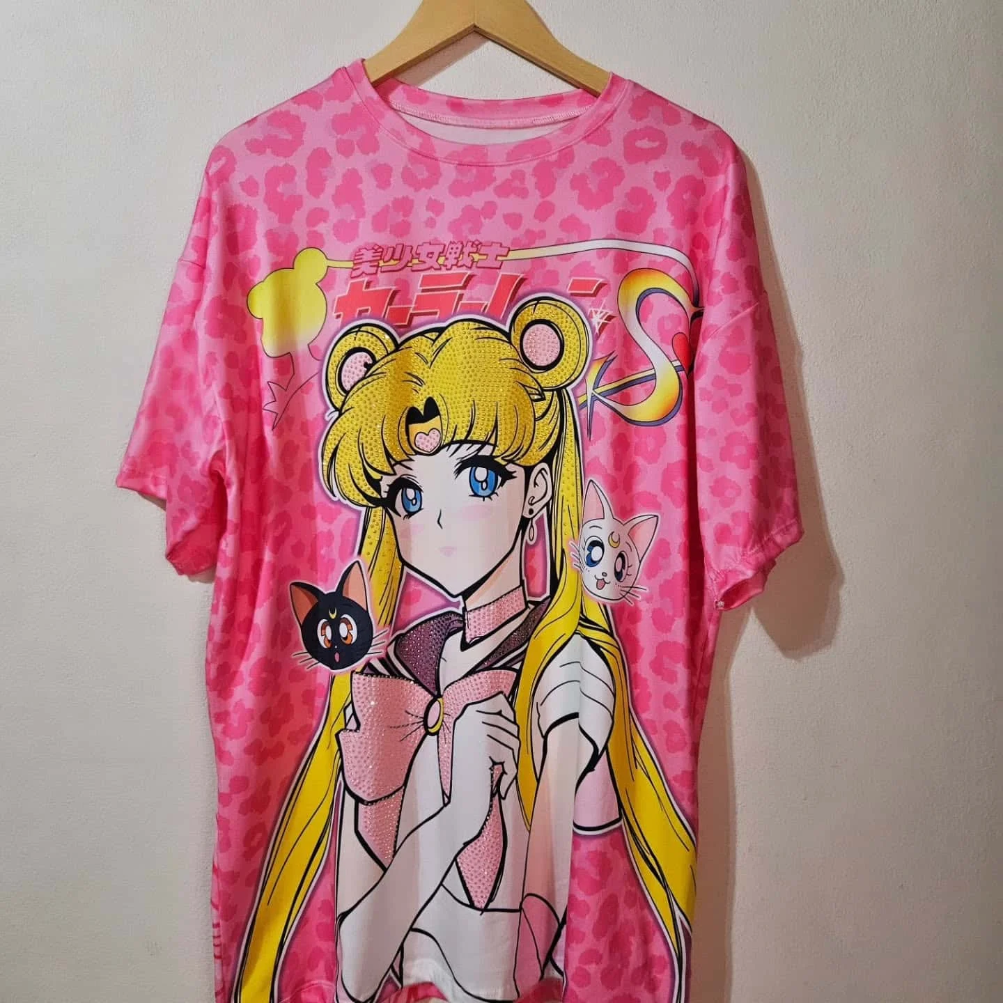 Beautiful Girl Warrior Surrounding Moon Hare Starry Sky Short Sleeve Anime Printing Fashion Personalized T-shirt Anime New Kids