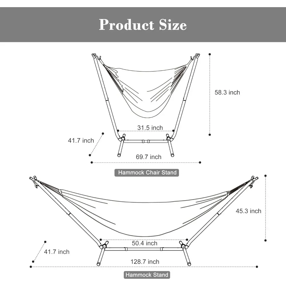 2-in-1 Convertible Swing Chair with Stand Included, Outdoor Hammocks for Outside, Patent Pending