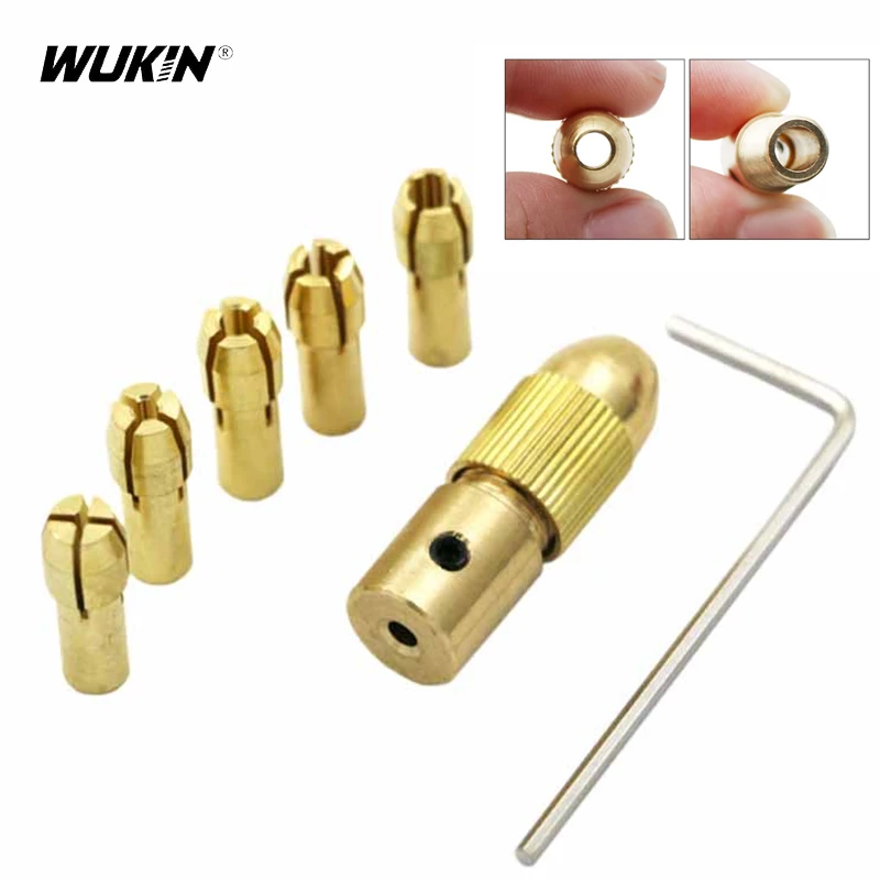 1Set Drill Chucks Bits Brass Collet Mini Chuck for Dremel Rotary Tool 0.5mm,1.0mm,1.5mm,2.3mm,3.0mm