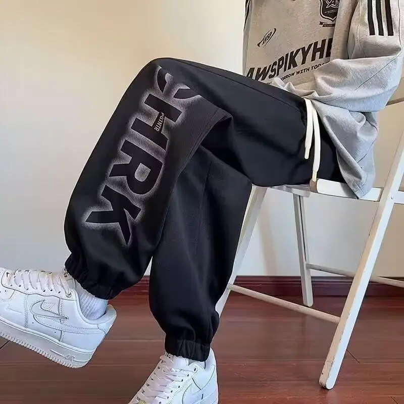 Mens 2026 Autumn Loose Fit Ankle Banded Harem Joggers Slimming Student Casual Sweatpants Ins Fashion