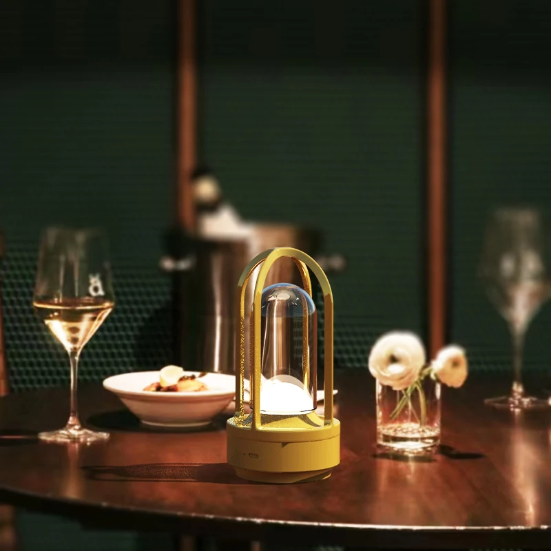 1 lampe de table en cristal à gradation continue - Lampe d'ambiance LED rétro tricolore avec chargeur USB, lampe de marché de nuit de style camping en plein air + lampe décorative de table de chevet de bar, lampe créative portable intérieure et extérieure