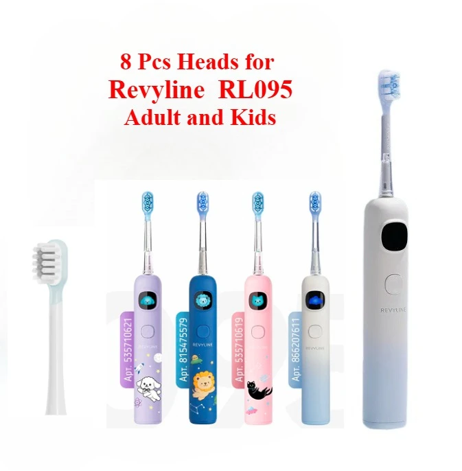 

8 Pcs Toothbrush Heads for Revyline RL095 Adult RL095 Kids RL080 Electric ToothBrush Heads Clean Soft White Head