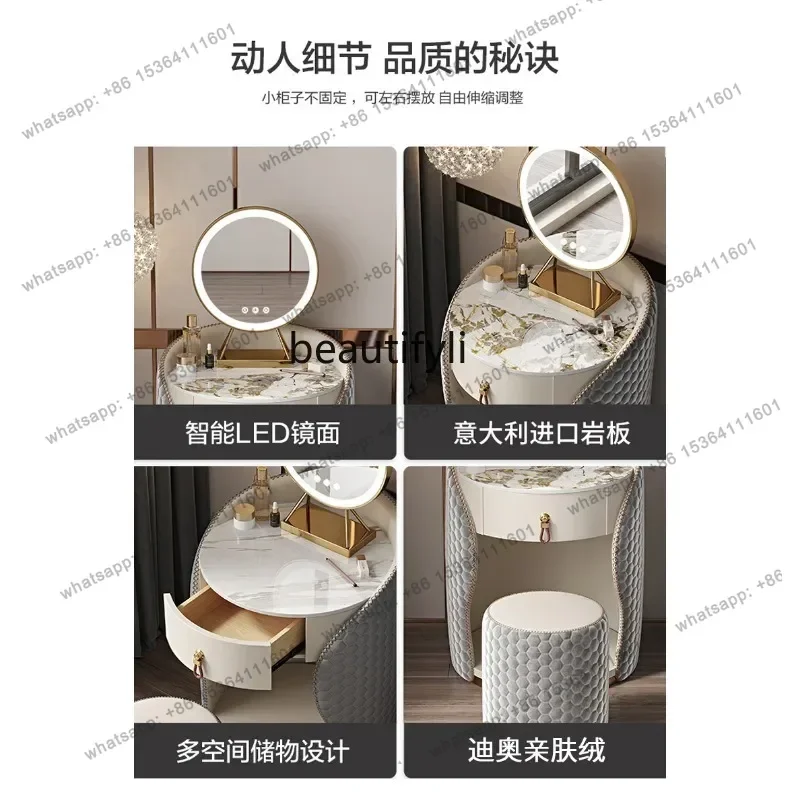 European-Style Solid Wood Stone Plate Modern Simple and Light Luxury Small Apartment Bedroom Mini Makeup Table furniture