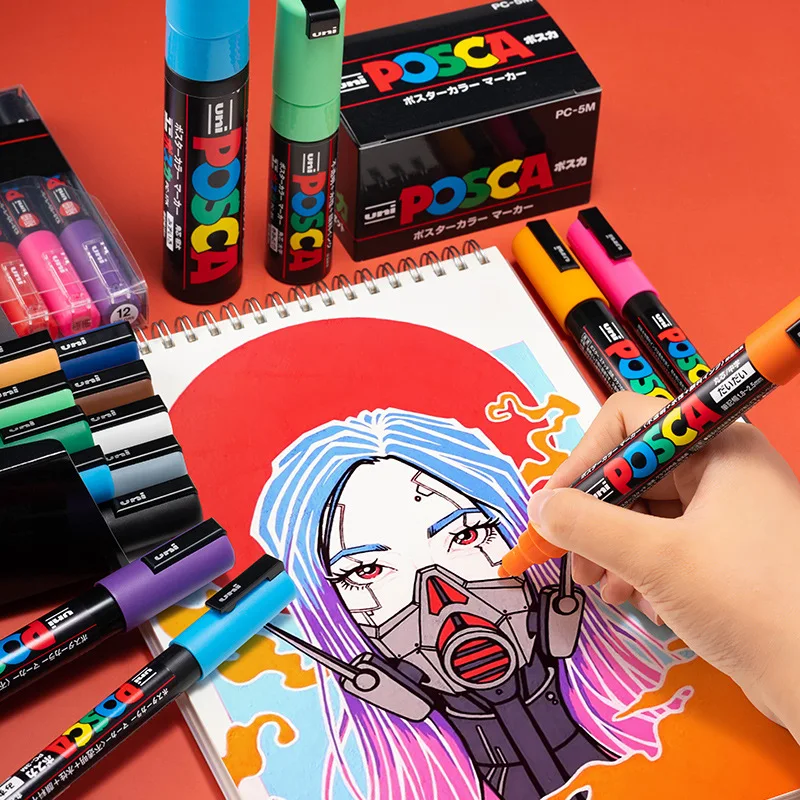 

Uni Posca набор фломастеров для рисования Женская ручка 7/8/12/16 цветов мягкие блестящие цвета Рисование манга художественная ручка на водной основе граффити