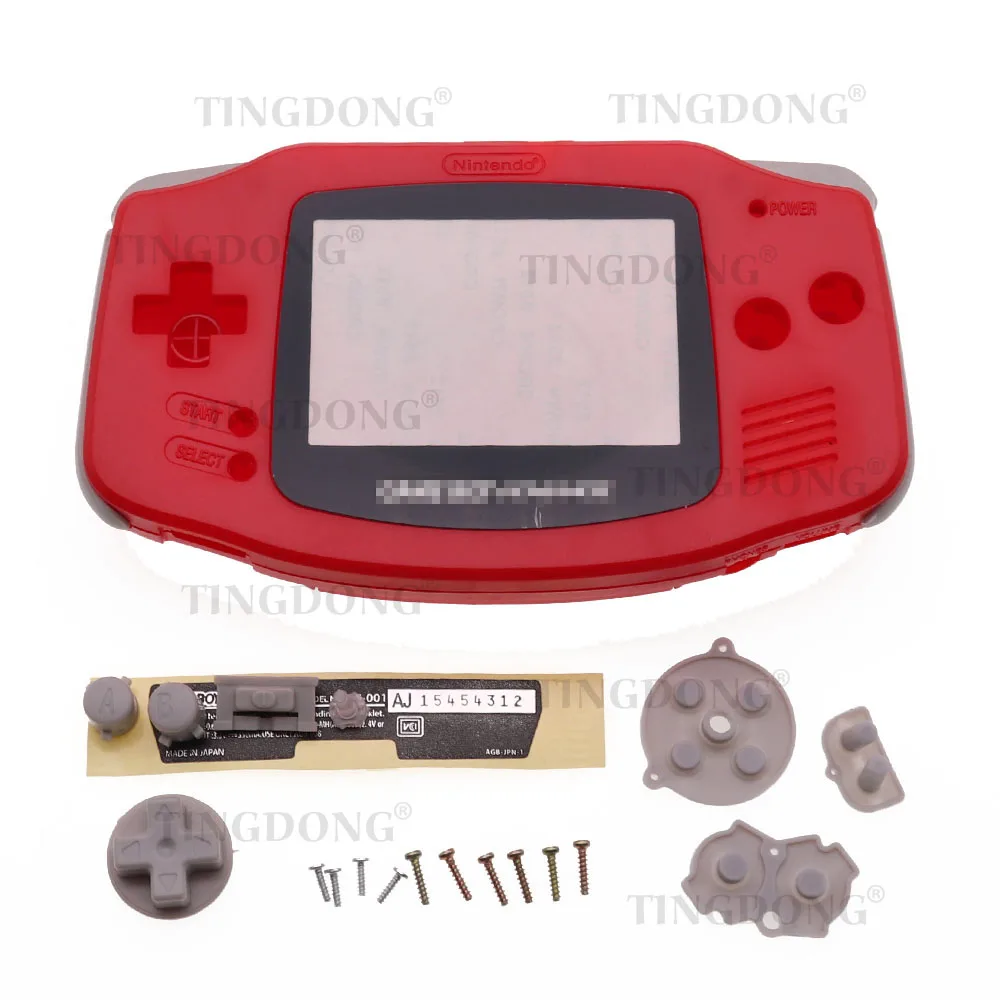 DIY Full set housing shell cover case w/ conductive rubber pad buttons for Game Boy Advance GBA console