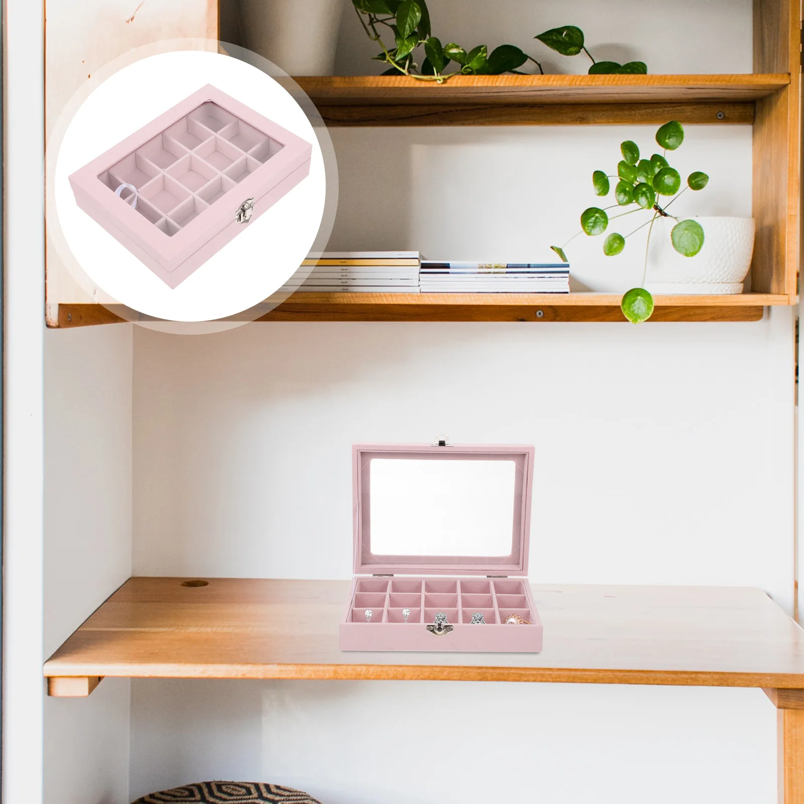 

Creative Jewelry Storage Box Multi-Grid Earring Ring Organizer Transparent Lid Household Case Tidy Desktop Exquisite Container