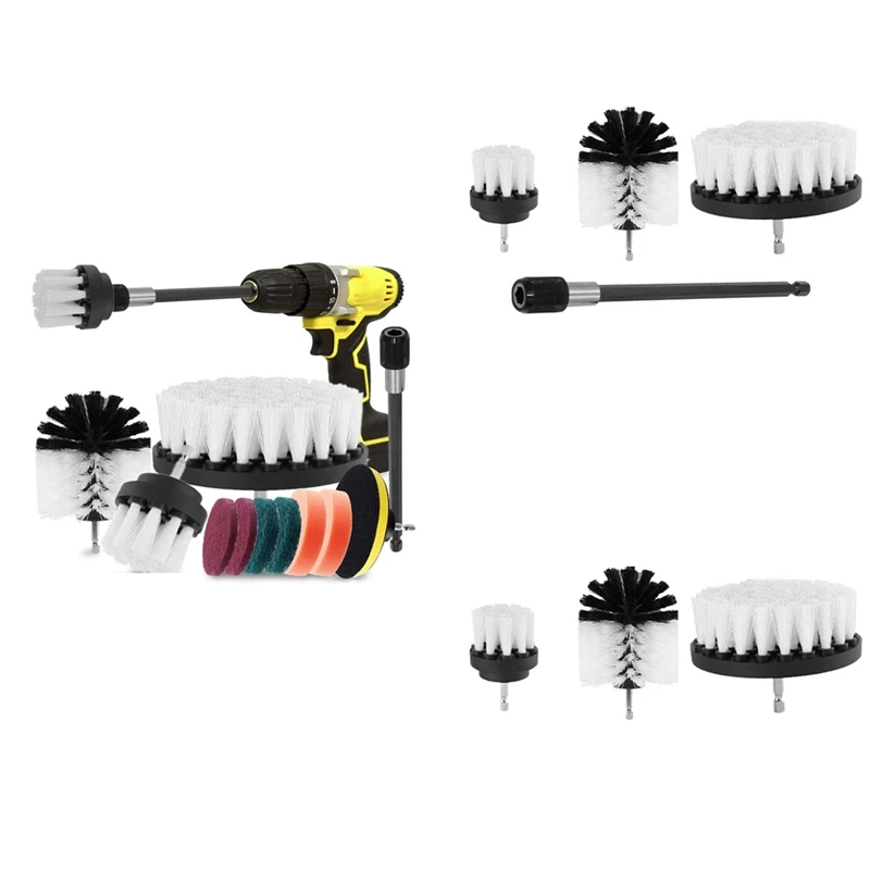 

1 Set Electric Carpet Brush Drill Kit Auto Tires Cleaning Tools Bathroom Scrubber Brushes With Extender A