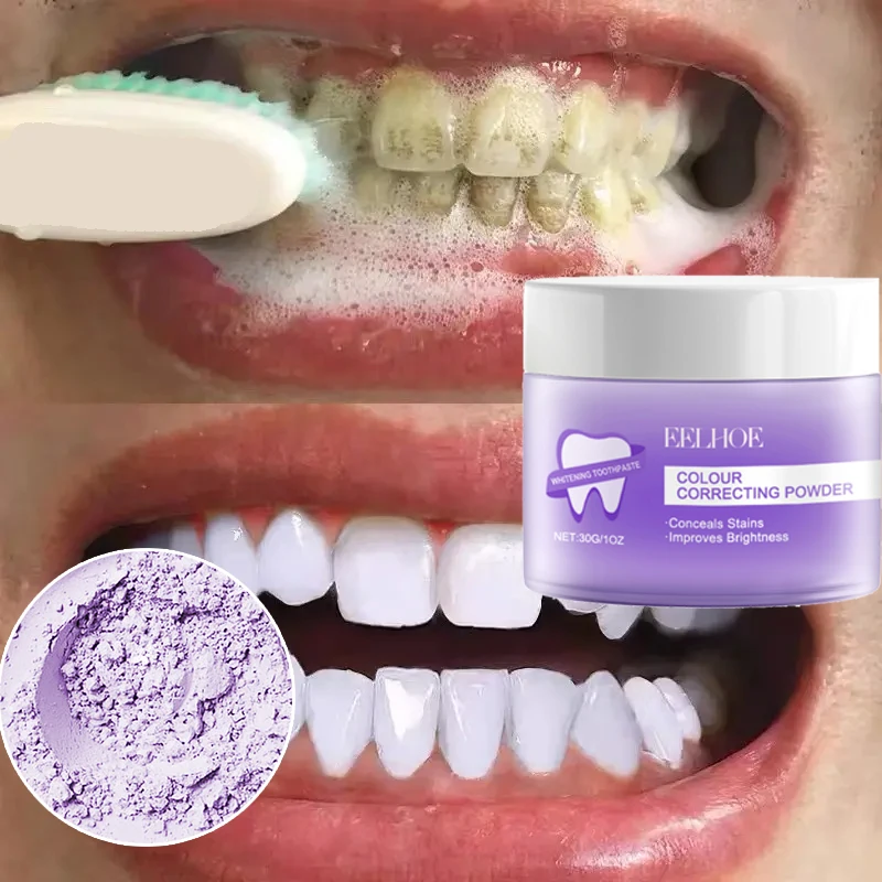 

Purple Whitening Teeth Powder Remove Plaque Stains Dental Calculus Cleaning Oral Hygiene Fresh Bad Breath Tooth Care Products