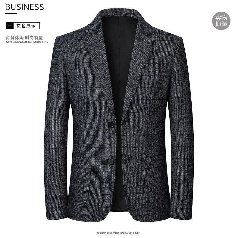 1-A4  Suit men's spring and autumn new middle-aged men's casual one-piece suit jacket iron-free dad coat a generation of hair