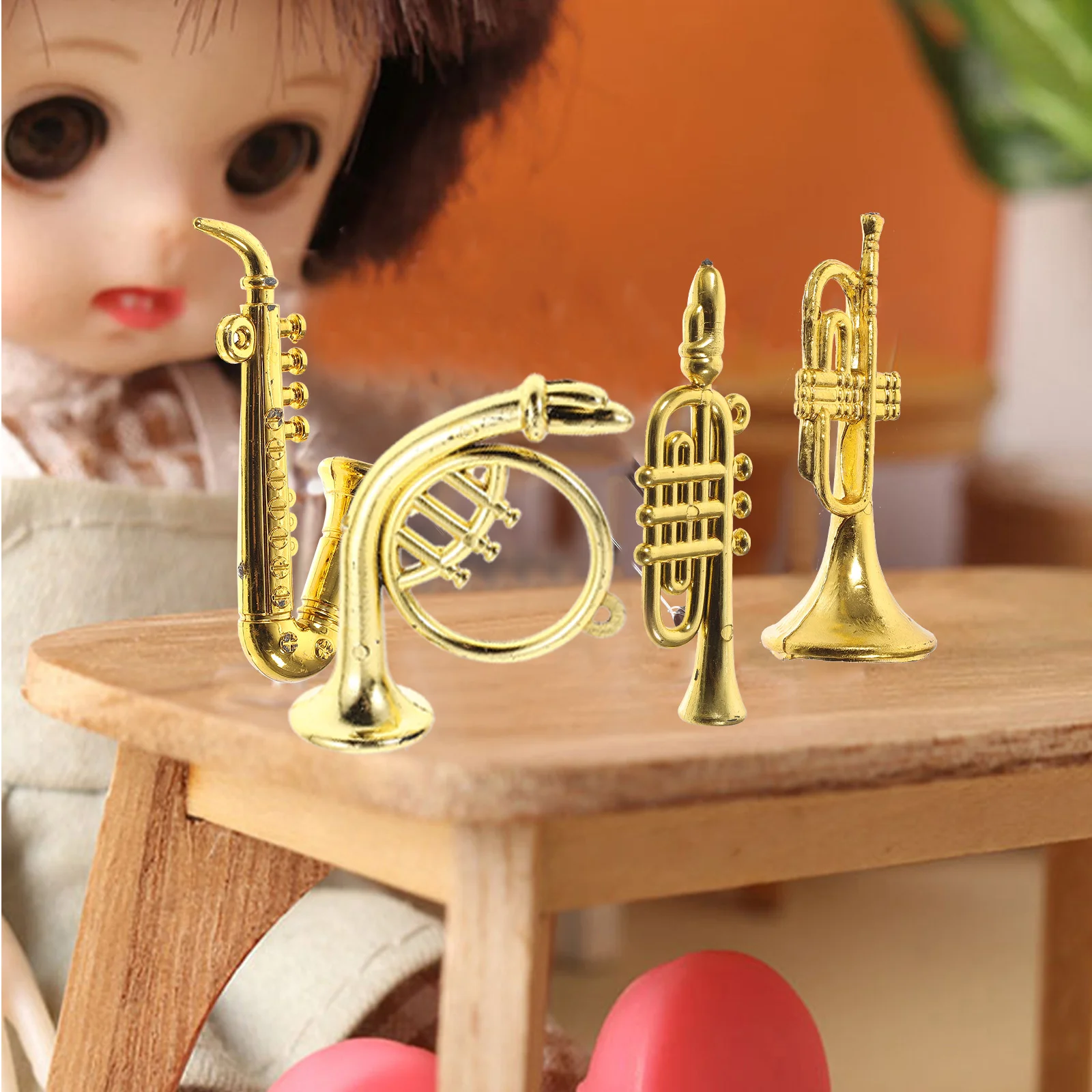 6 uds casa de muñecas instrumento Musical escena decoración Mini instrumentos artículos decorativos adornos en miniatura pequeño plástico para niños