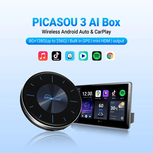 Ottocast-ottobox p3 carplay ai box,ワイヤレスandroid自動車用ミニhdmi,車用アクセサリー