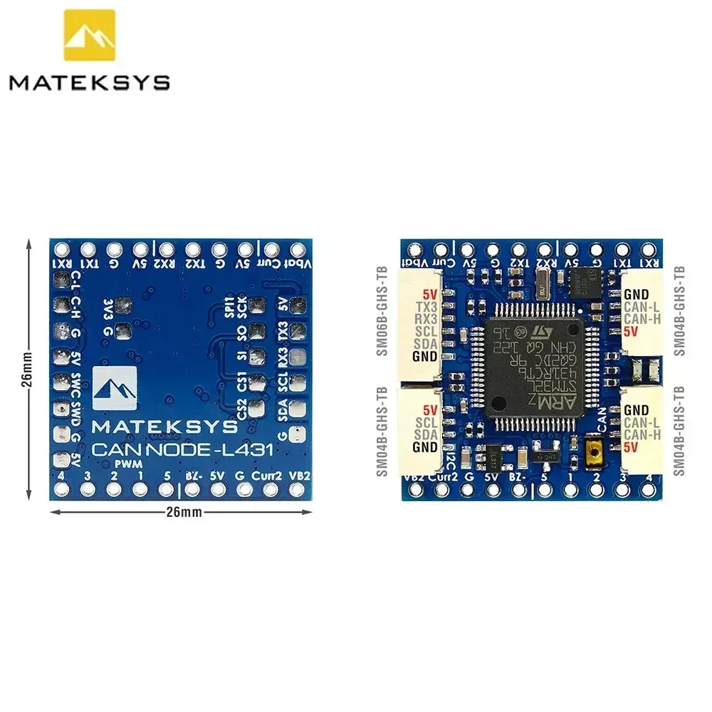 MATEK 2025 جديد CAN-L431 AP_Periph CAN Node DroneCAN L431 (26 × 26 مم) لـ ArduPilot GNSS والبوصلة ومستشعر البارومتر والسرعة الجوية