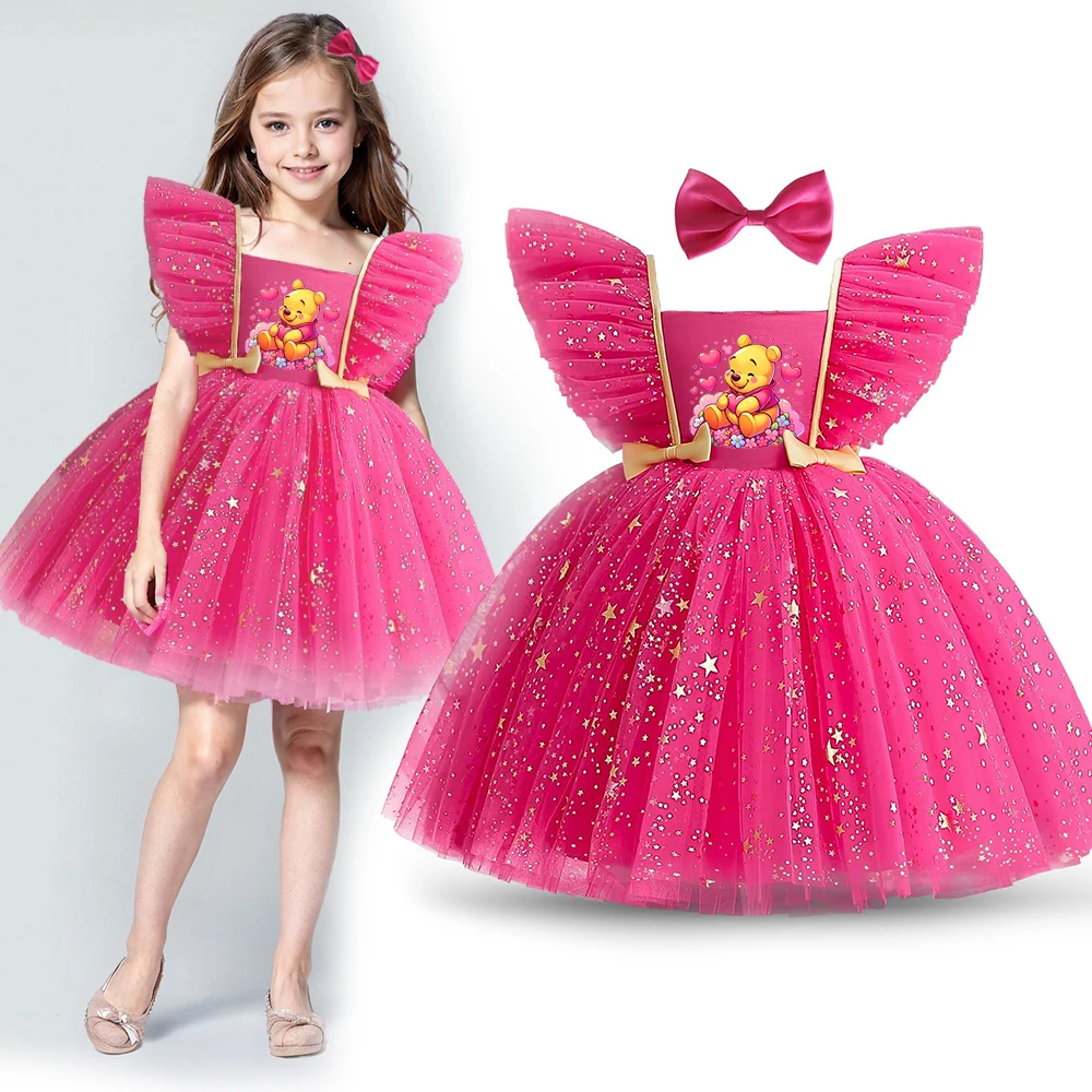 Winnie the Pooh Girl Party Princess Dress Kids Evening Party Christmas Clothes New Year Dress Birthday Outfits Dress