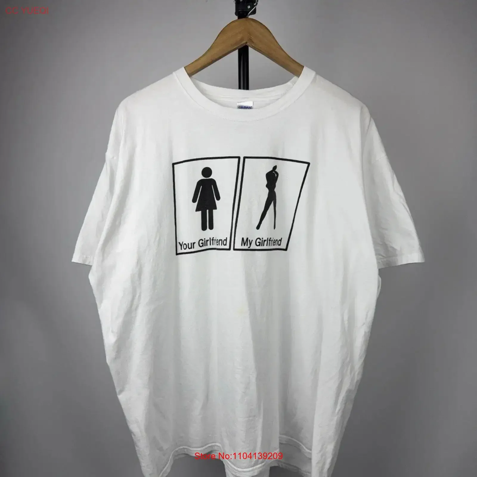 00s Funny Humor Your Girlfriend My Meme T Shirt Men s 2XL Size vintage Washed Unisex Slightly homme Soft Casual Stylish
