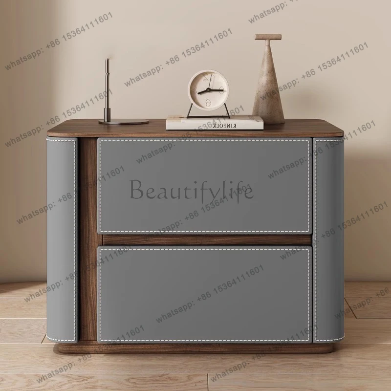 Italian Elegant Bedside Table Minimalist Style Premium Modern Nightstands Space Saving Mesita De Noche Bedroom Furniture