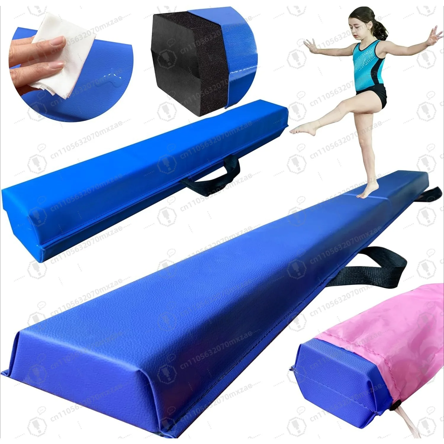 8ft-folding-balance-beam-gymnastics-equipment-anti-slip-faux-suede-eva-foam-for-training-at-homeschoolgym-center