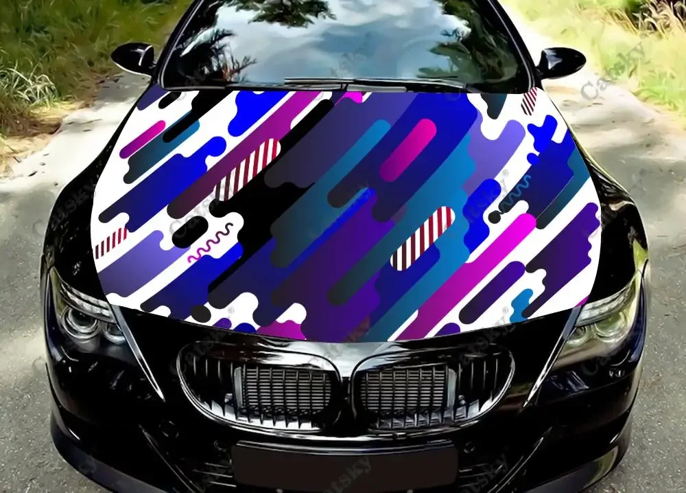 

Geometric Cyber Overlap Car Hood Vinyl Stickers Wrap Vinyl Film Engine Cover Decals Sticker Universal Car Hood Protective Film