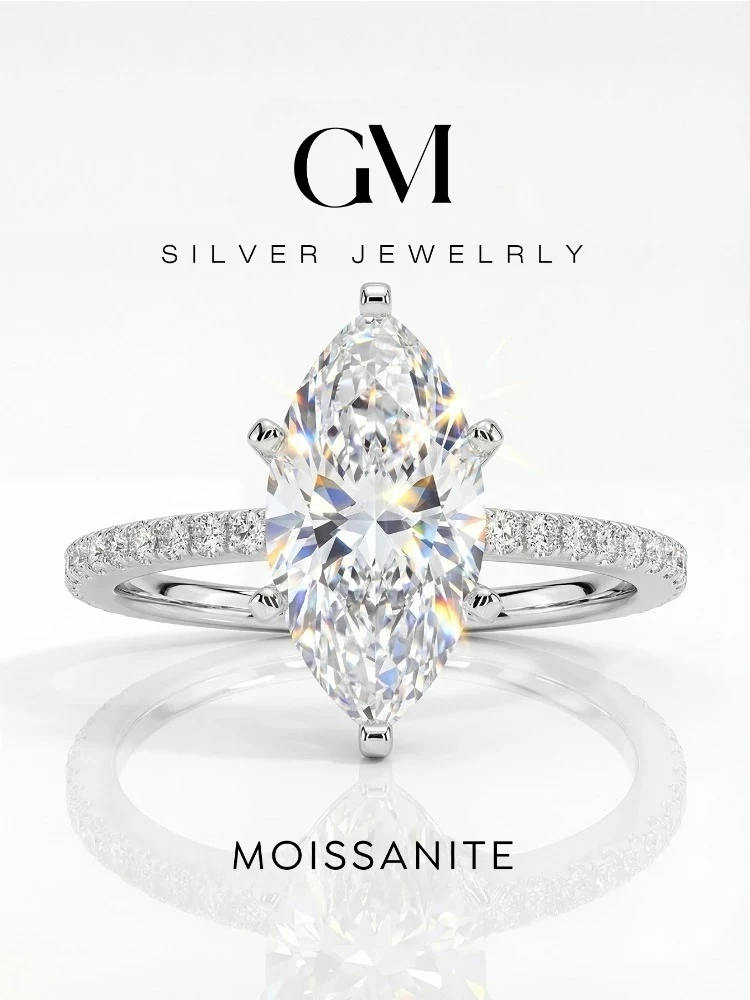 2CT Real Moissanite Diamond Marquise Luxury Ring for Women 925 Sterling Silver Anniversary Party High Quality Fine Jewelry