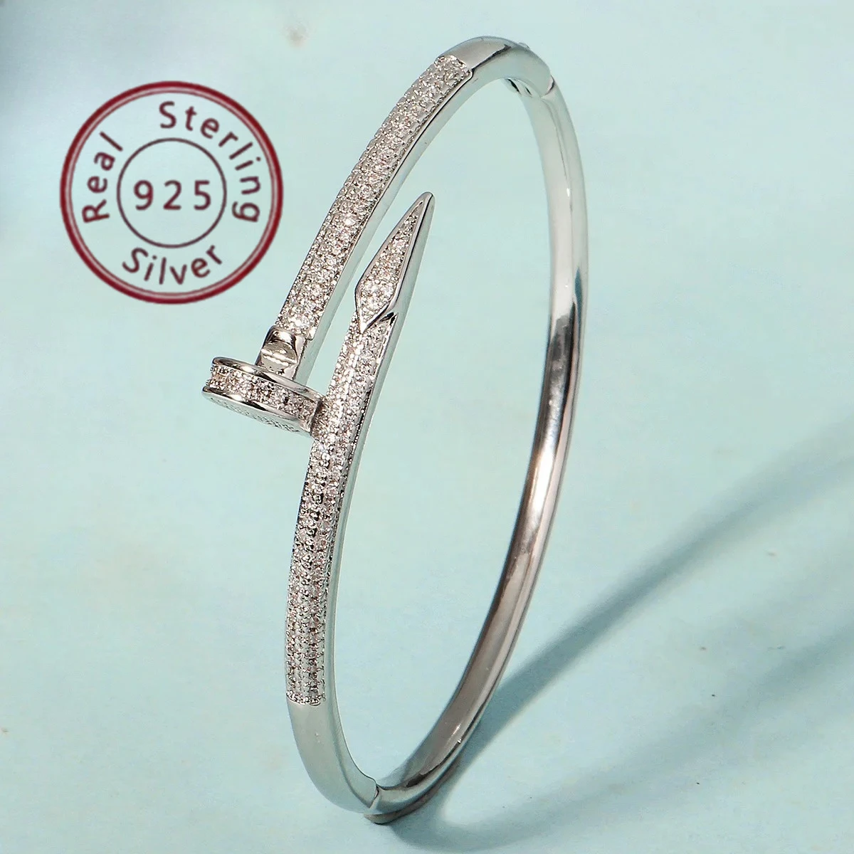 الجملة JewelryHigh الفاخرة وعالية الجودة S925 الزركون مسمار سوار مع شعور عصري وراقية - هدية عيد الأم f