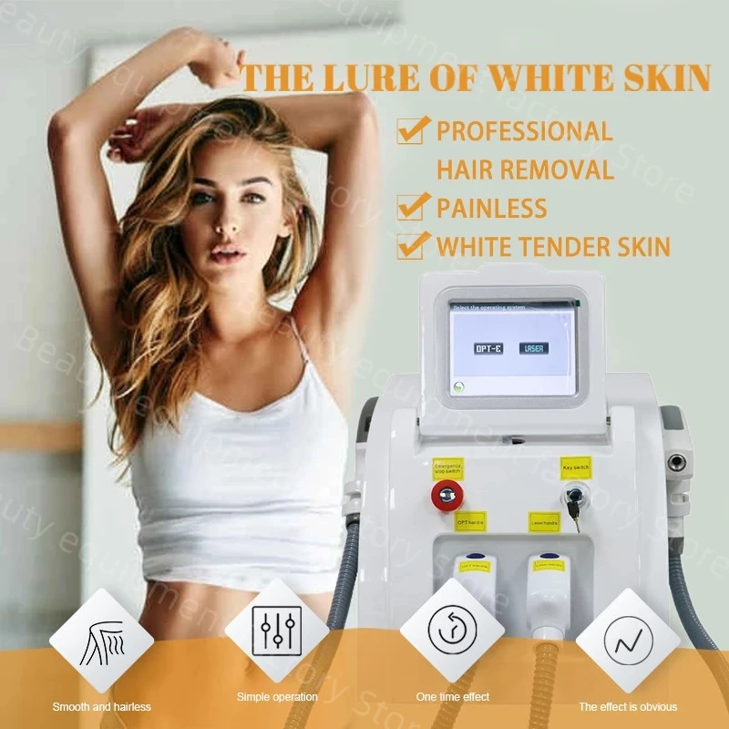 Máquina de belleza para depilación permanente indolora, láser de picosegundo, IPL/OPT/Enlight, eliminación de melanina, 2 en 1